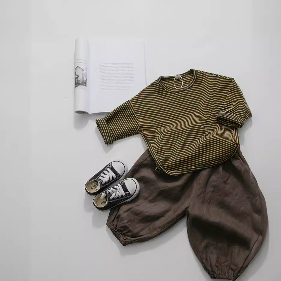 Picture of Forest Map Kidsren's Clothing Kidsren's Pants Spring Boys' Bloomers Korean Style Cotton and Linen Pure Color Loose Girls' Pants