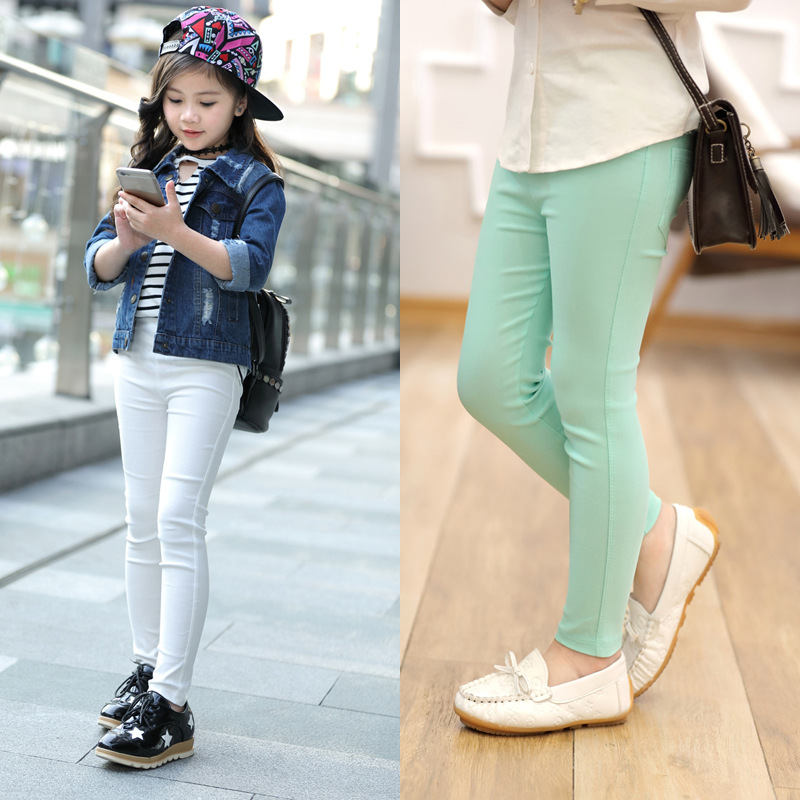 Children's pencil pants spring and autumn thin Korean children's clothing girls candy color elastic leggings large and medium children's pants wholesale