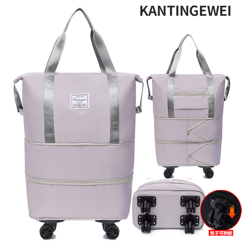 Picture of Large Capacity travel bag double-layer extended universal detachable wheel short trip cover trolley Oxford fitness anti-bag
