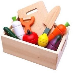 Picture of Children's Play House toy wooden magnetic vegetable fruit cutting kitchen mini toy model
