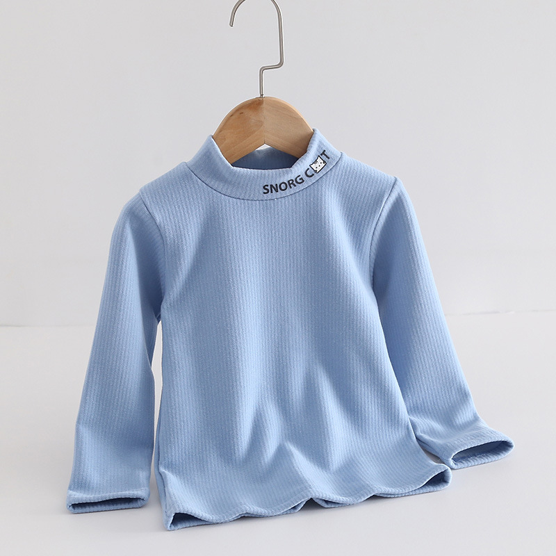 Picture of Autumn and Winter Children's brushed bottoming shirt boys and girls half turtleneck warm top baby thickened Korean Long Sleeve T-Shirt wholesale