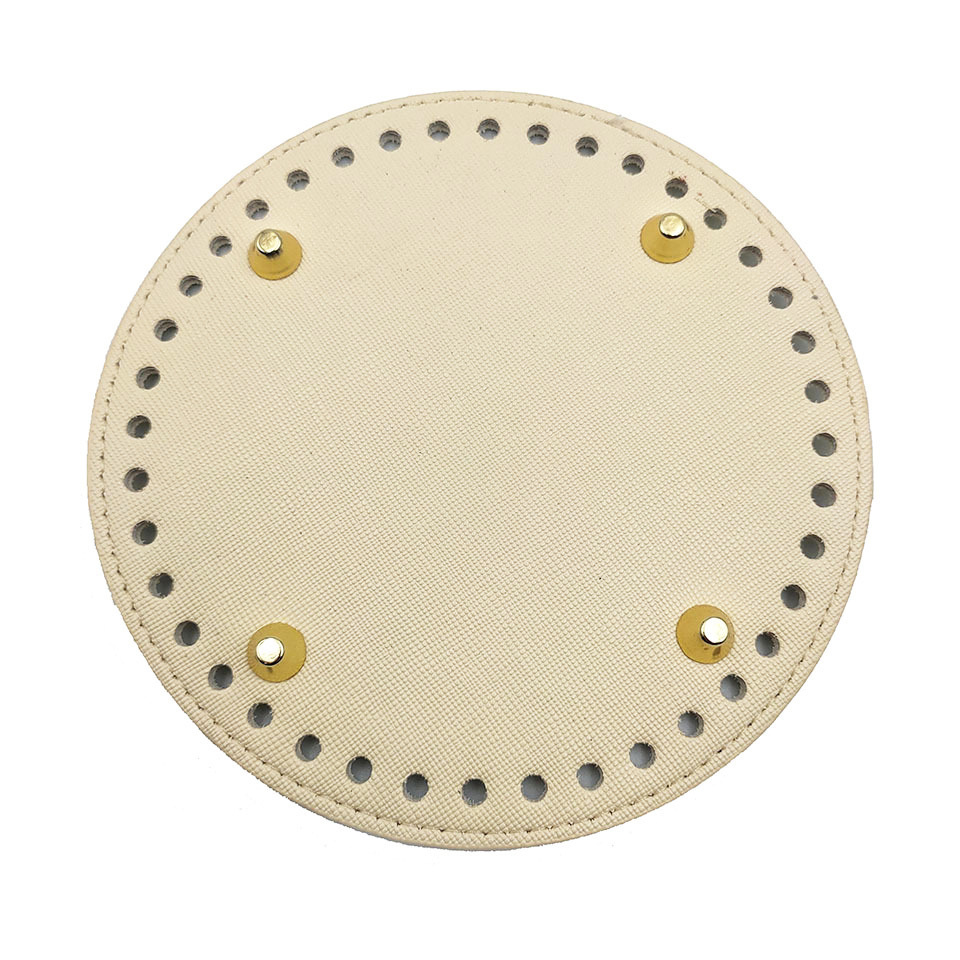 Picture of Bag accessories handmade elegant bag material 14cm round bottom plate diy woven bag quality hardened pu bag pad bottom