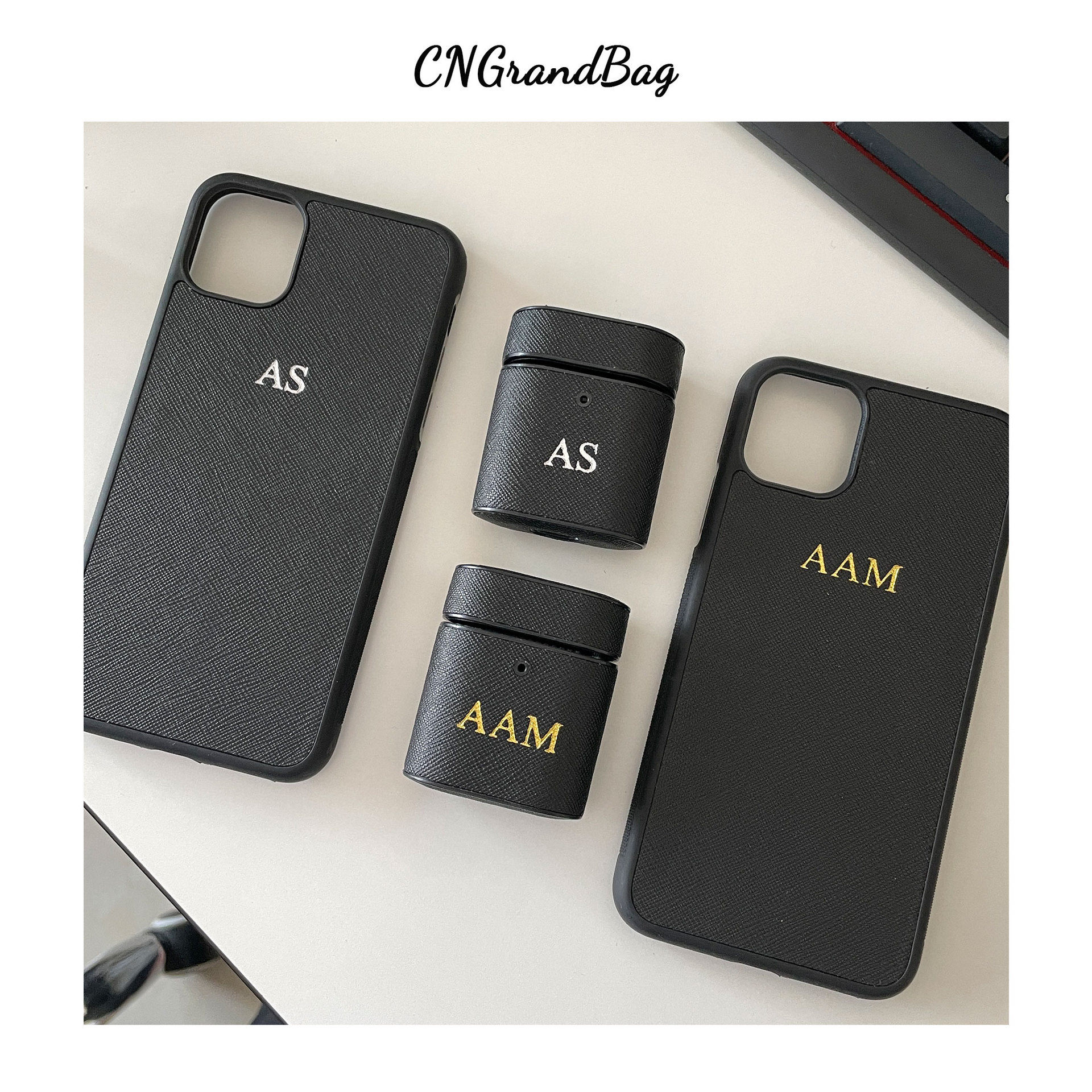 Picture of Genuine Leather drop-resistant Airpods Bluetooth headset protective cover + phone case for Iphone11-15Samsung