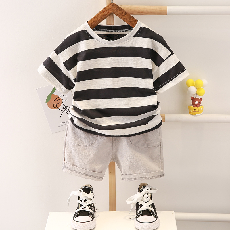 Picture of Boys' suit 2023 New Summer Children's Wide Short-sleeved Two-piece Korean-style Casual Handsome Fashionable Clothes for Boys