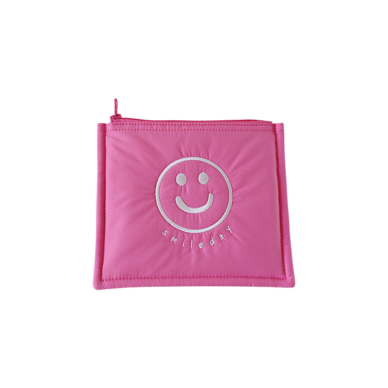 Picture of Korean Style Ins New Data Cable Storage Bag Simple Smiley Cosmetic Bag Portable Hand Bag Women's Cute Inner Bag