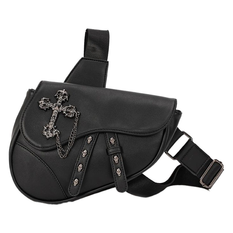 New Korean fashion casual messenger bag trend rivet all-match saddle bag Shoulder Bag Men's bag factory wholesale