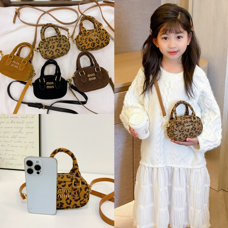 Wholesale New Children Shoulder Bag Fashion Retro Portable Pillow Bag Girl Casual PU Crossbody Leopard Print Bag