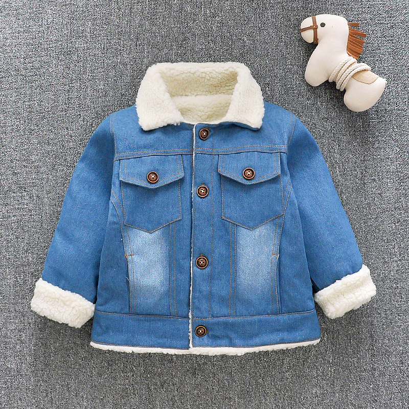 Picture of 2021 new girls denim coat plus velvet padded autumn and winter men's baby children's western style Korean fashion clothes 0-3