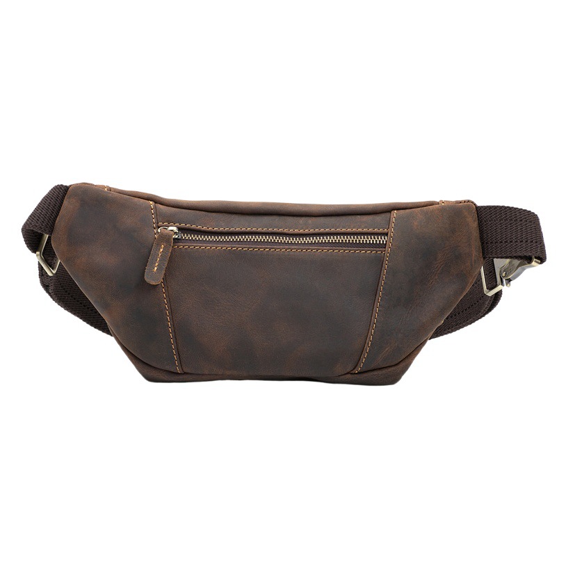 3617 Retro Crazy Horse Cowhide Amazon Source Men's Waist Bag European and American Trend Genuine Leather Men's Bag Cross-border Hair