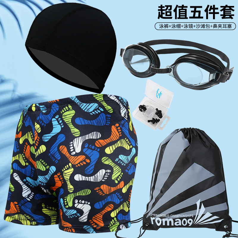 Picture of Explosions swimming trunks adult men's plus size anti-embarrassment boxer men's printing beach hot spring swimming trunks factory wholesale