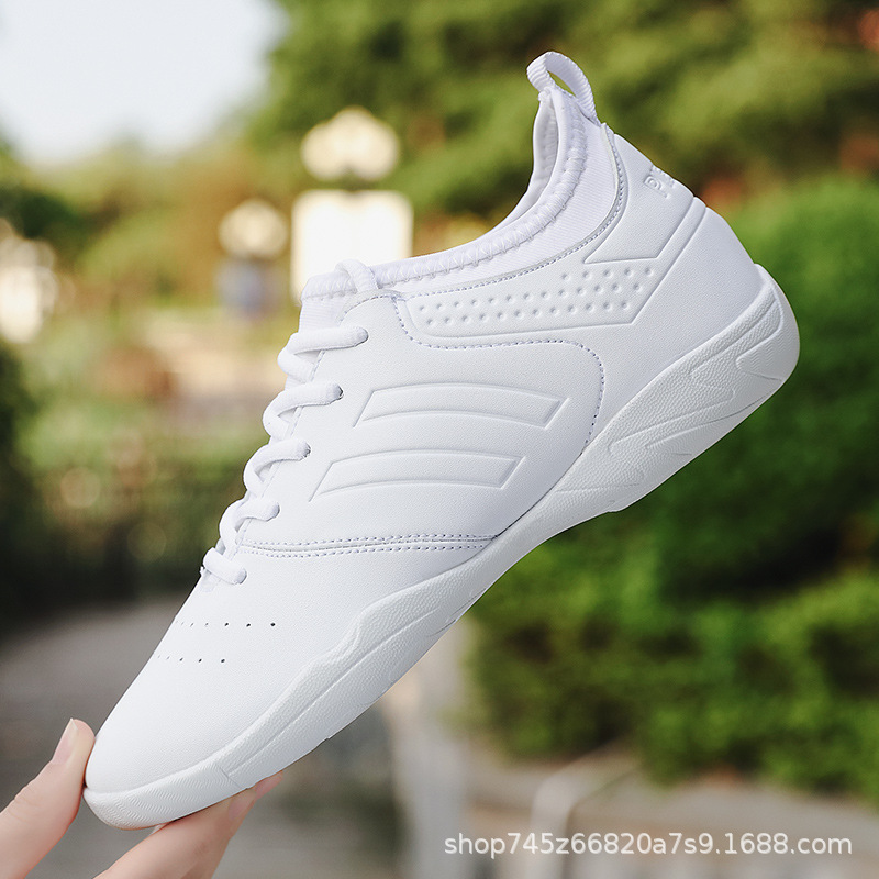Picture of Competitive Cheerleading Shoes Training Competition Dance Shoes Soft Sole Square Dance Shoes Leather White Aerobics Gymnastics Test Shoes