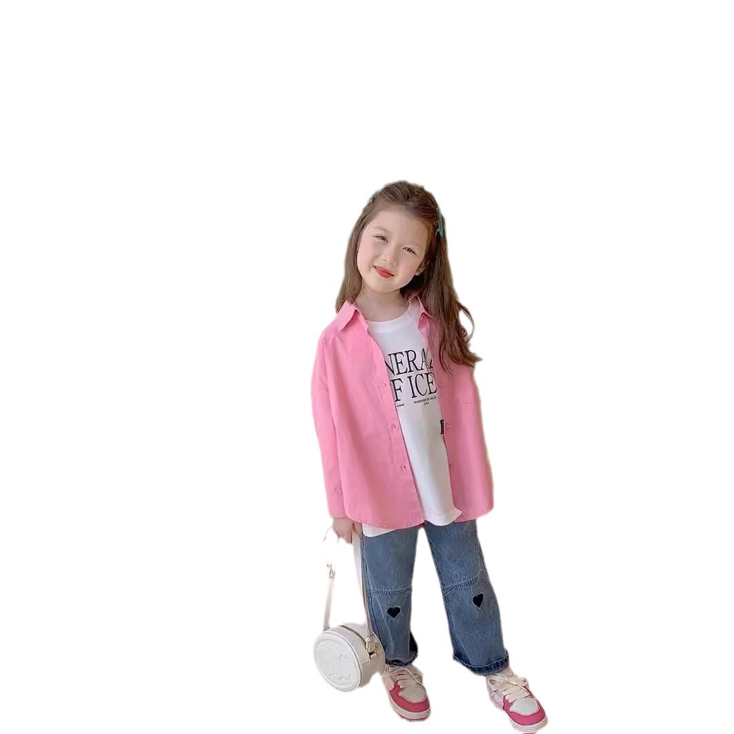 Picture of 2025 Girl's Shirt Coat Small and Medium-sized Children's Autumn New Dopamine Lapel Cardigan Coat Korean Casual Top