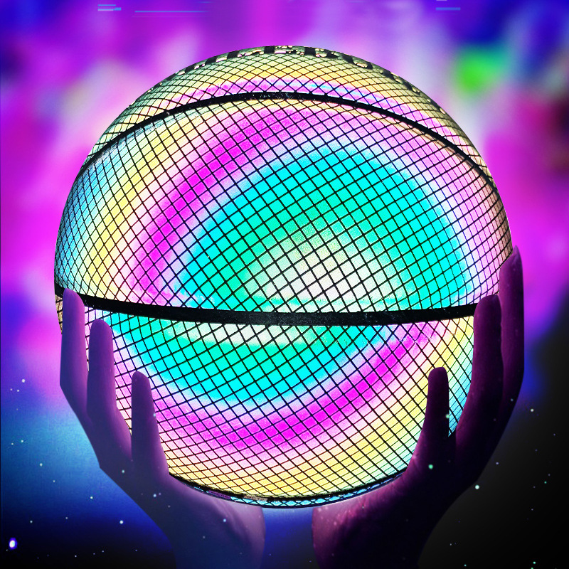 Picture of Cross-border reflective basketball trembles luminous luminous color pu moisture absorption 7 adult ball manufacturers customized a generation of hair