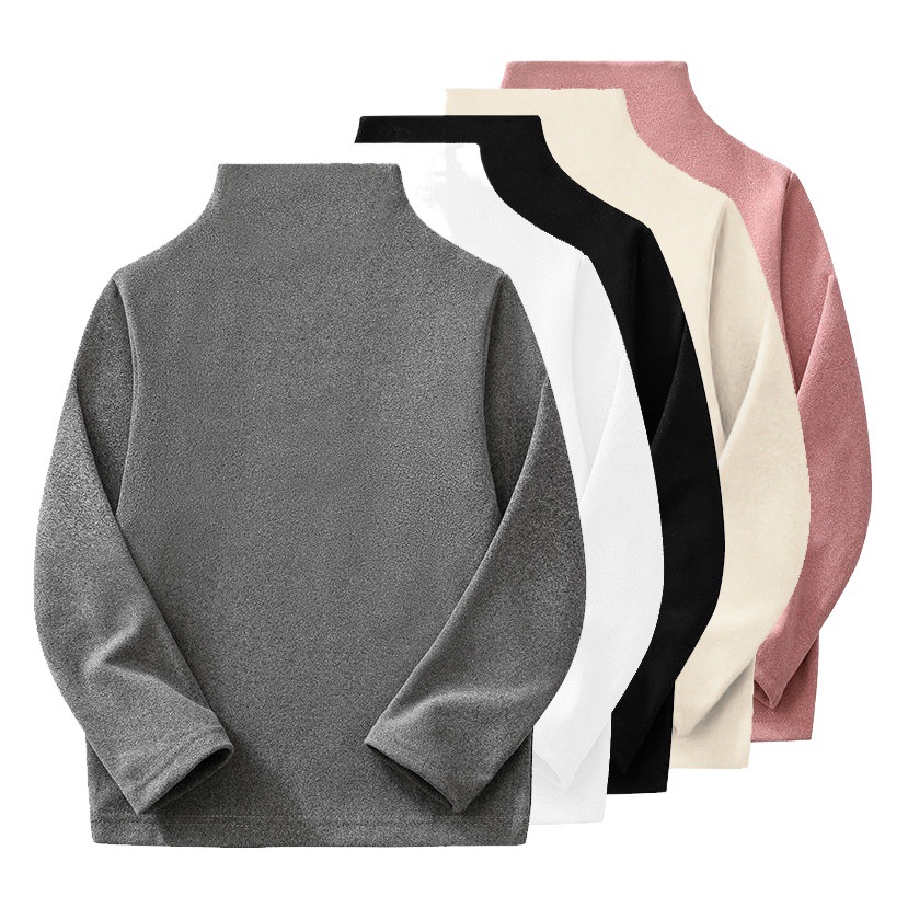 Children's Half Turtleneck Bottoming Shirt Double-Sided German Velvet Warm Baby Tops for Boys and Girls, Small and Medium-Sized Kidsren's Autumn and Winter Intimates Long Sleeves