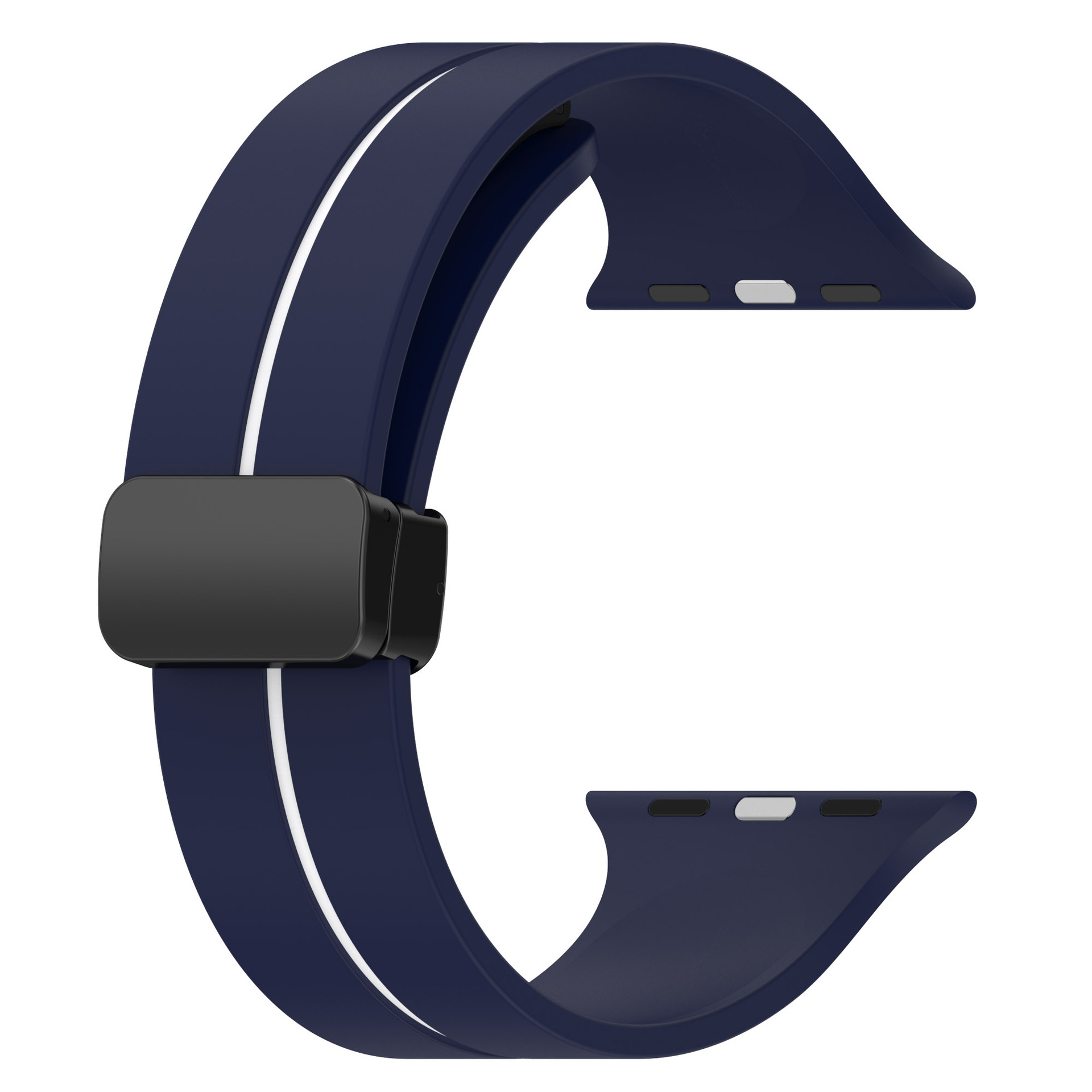 Picture of Two-color Striped Magnetic Folding Buckle Silicone Strap for Apple Watch Strap Magnetic Silicone Watch Strap