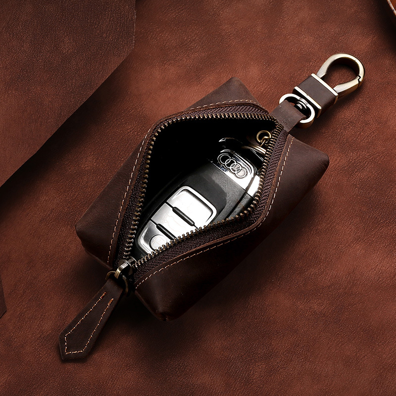 Picture of Large-Capacity Key Bag Retro Crazy Horse Cowhide Universal Car Key Bag Multi-Functional Home Key Leather Case
