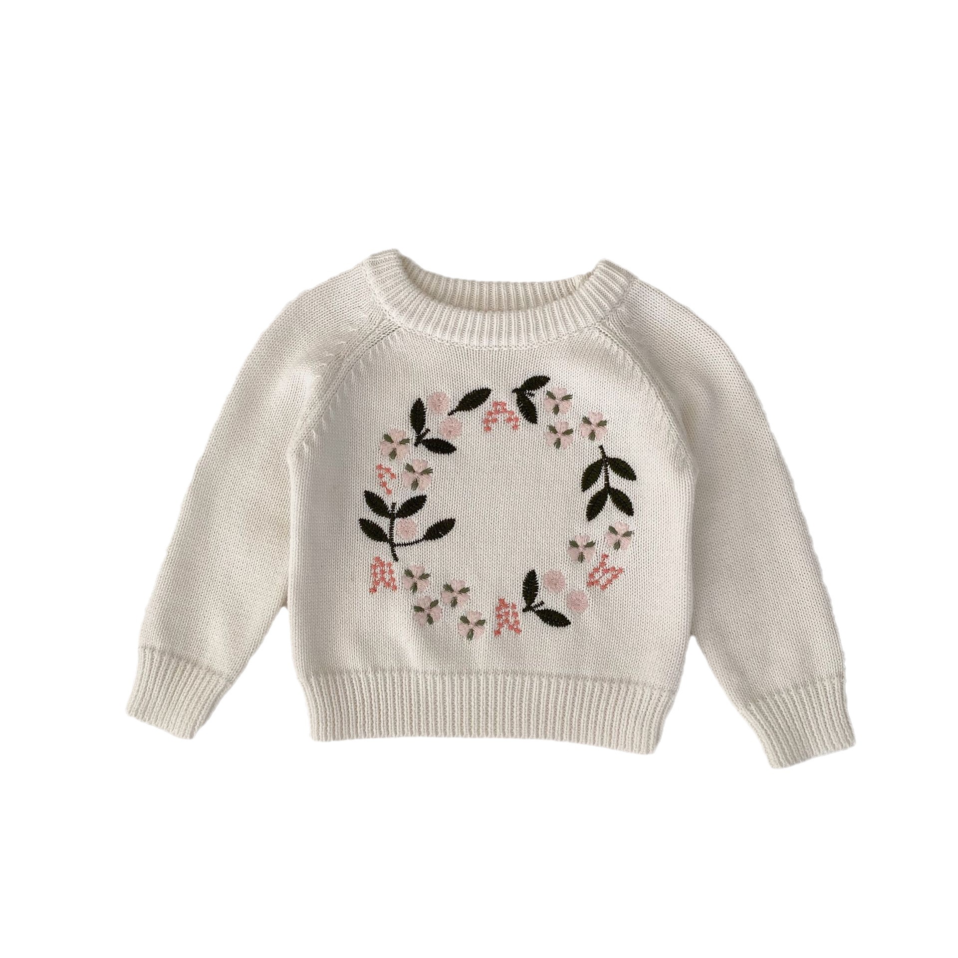 Picture of Ins 2025 New Autumn Popular Style Baby Girl Infant Kids Round Neck Knitwear Flower Embroidered Pullover Top