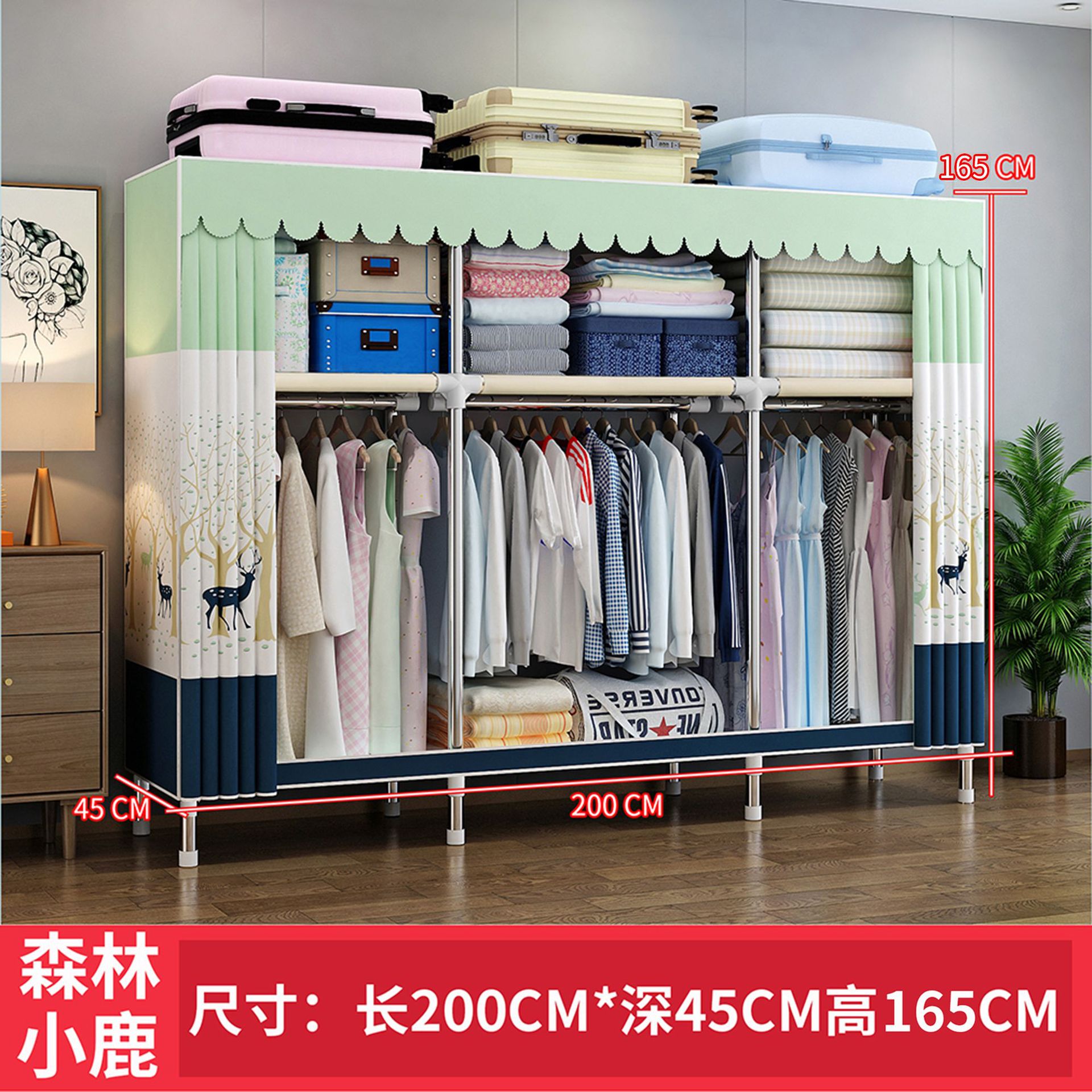 Picture of 2025 New Steel Pipe Fabric Wardrobe Simple Assembly Wardrobe Home Bedroom Cabinet Rental Single Wardrobe