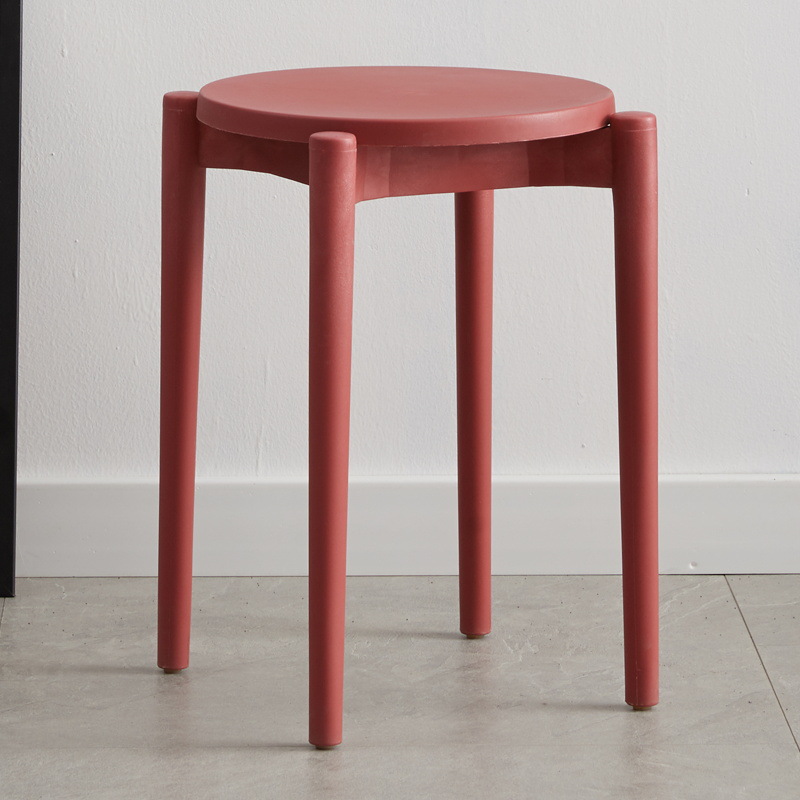 Picture of Plastic round stool home living room stackable stool modern simple color dining table and chair adult cooked plastic bench
