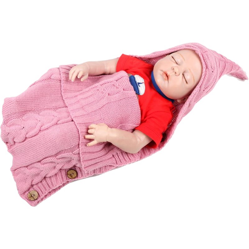 Baby sleeping bag warm hooded stroller sleeping bag wool knitted comfortable skin-friendly sleeping blanket photography cute Amazon