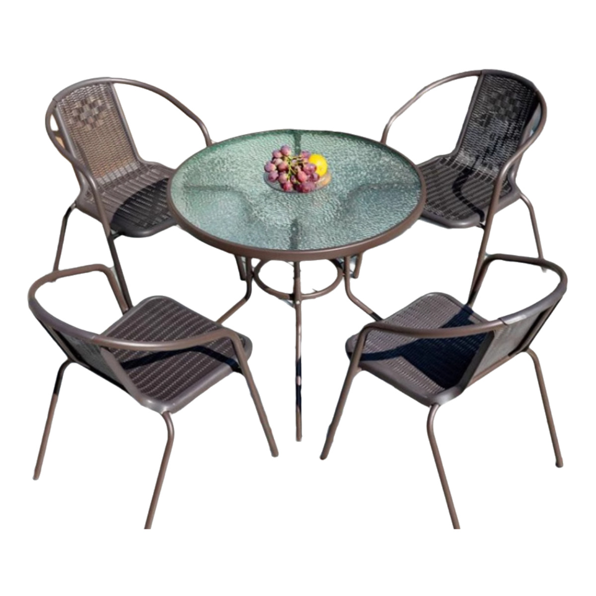 Picture of Outdoor Courtyard Table and Chair Rattan Chair Outdoor Leisure Three-piece Set Garden Terrace Wrought Iron Balcony Seat Combination Small Coffee Table