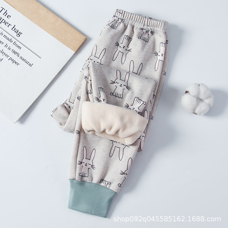 Picture of Children's Warm Pants Fleece-lined Thickened Boys' and Girls' Autumn and Winter Pants Baby's Inner Wear Children's Sleeping Pants Leggings