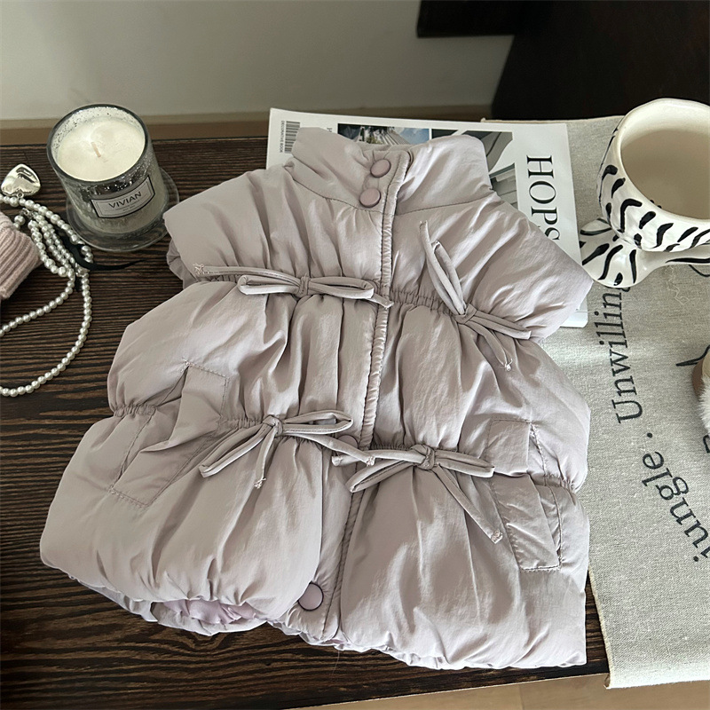 Korean Style Children's Wear 2024 New Winter Girls' Thick Cotton Vest for Baby Women Warm All-match Vest Vest for Outer Wear