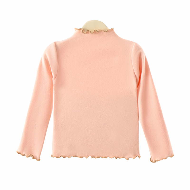 Picture of 2023 autumn and winter New de Velvet girls' bottoming shirt color matching wooden ear Western style baby warm girls' inner top