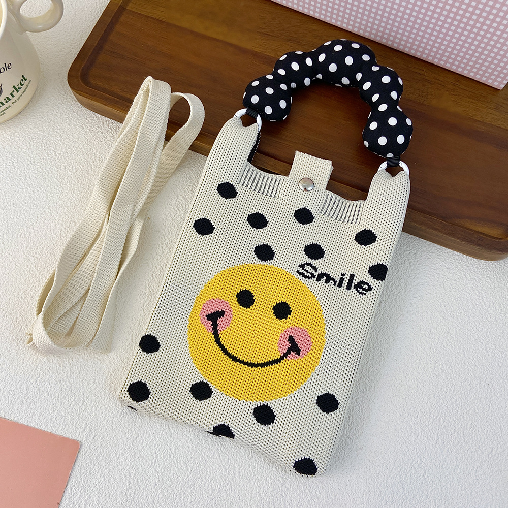 Picture of Cartoon Knitted Mobile Phone Bag Korean Style All-match Crossbody Bag Small Portable Student Coin Purse Single Shoulder Hand Bag
