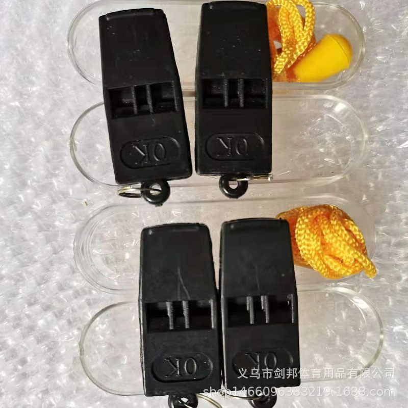 Picture of OK brand non-nuclear dual-tone whistle advanced plastic referee whistle plastic black whistle outdoor survival whistle