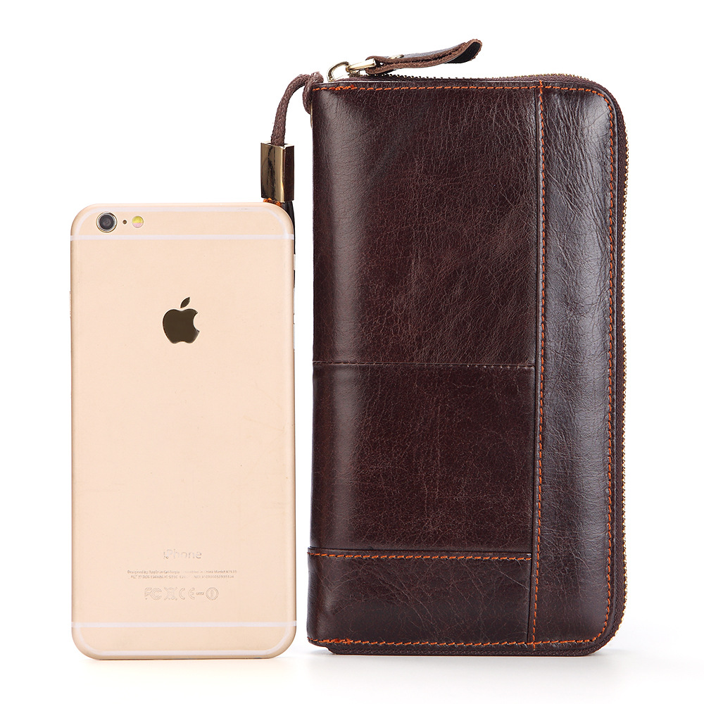 Picture of Men's Long Clutch Bag Genuine Leather Wallet First Layer Cowhide Wallet Bag Business Mobile Phone Bag Multi-Functional Clutch Bag