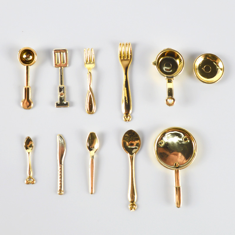 Picture of diy mini plastic spoon Fork pot tableware model Play House Miniature simulation kitchen food and play toys