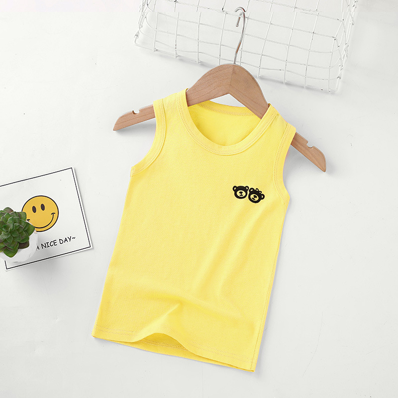 Picture of Summer Children's loose casual I-shaped round neck vest boys and girls solid color cotton vest sleeveless undershirt bottoming top