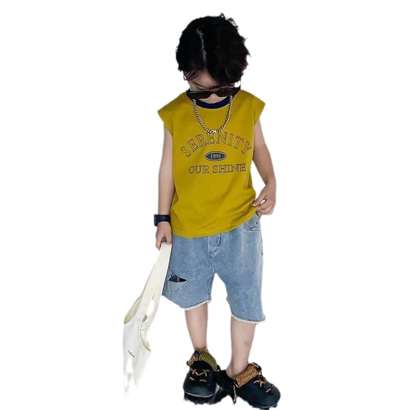 Picture of Summer new boys' shorts 2024 thin children's Denim fifth pants summer ripped fashion trendy