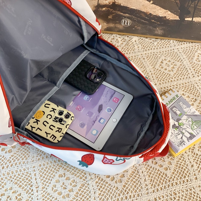 Picture of Japanese Style Fresh Style Distinctive Graffiti Junior High School Schoolbag Women's Large Capacity Casual Strawberry Bear Printed Backpack