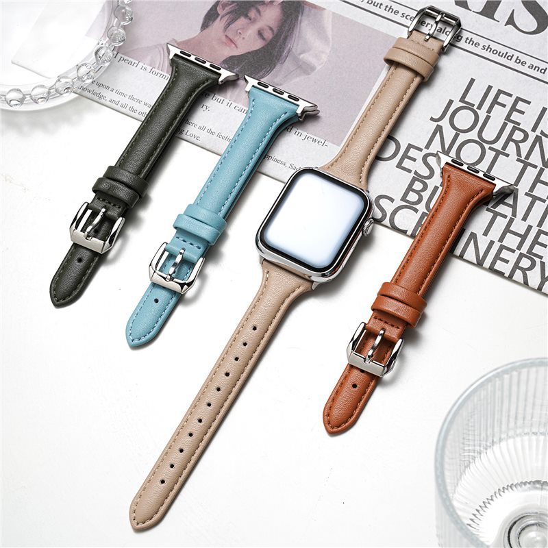 Suitable for Apple Strap applewatch Small Man Waist Leather Strap Women's Fashionable Simple Iwatch Strap