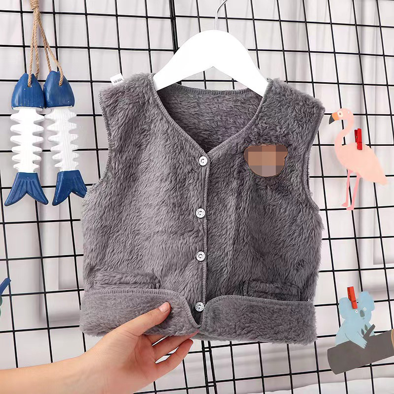 Picture of Children's vest spring and autumn double-sided coral fleece men and women baby fleece-lined vest Korean style waistcoat flannel baby vest