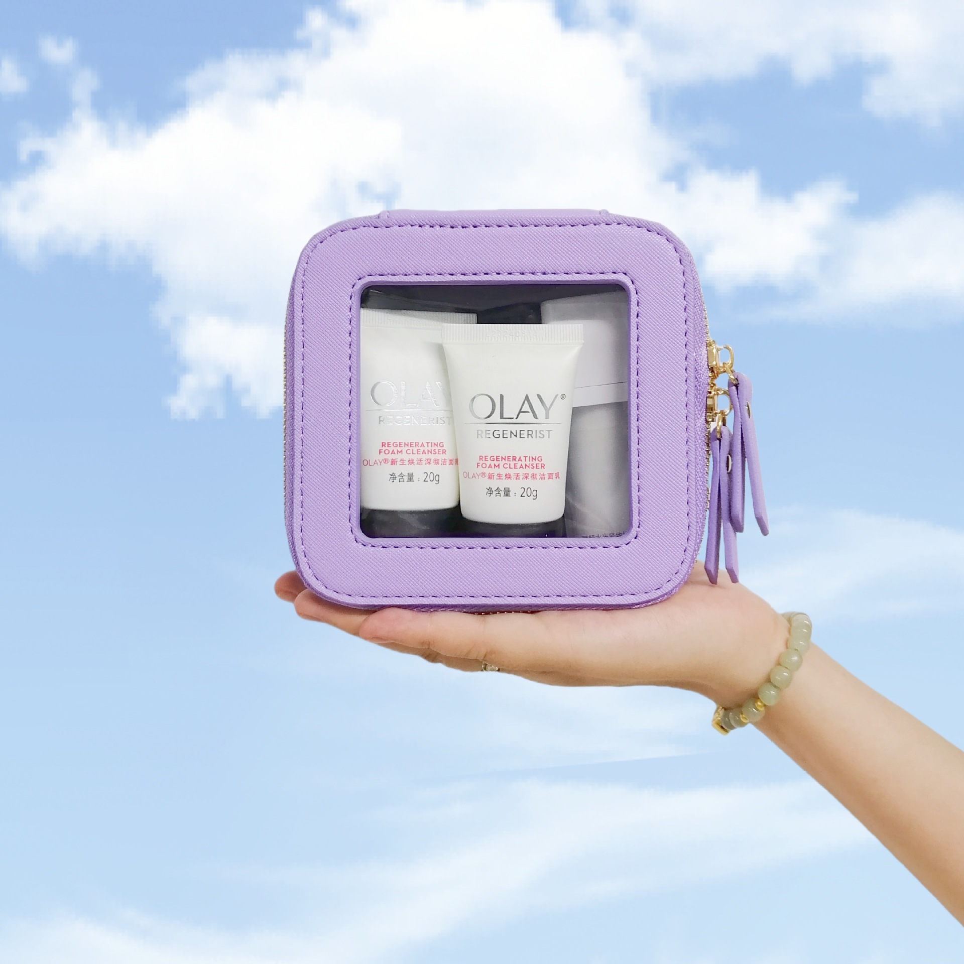 PU Waterproof Cosmetic Bag New Foreign Trade Transparent Window Wash Bag Travel Portable Large Capacity Square Cosmetic Storage Bag