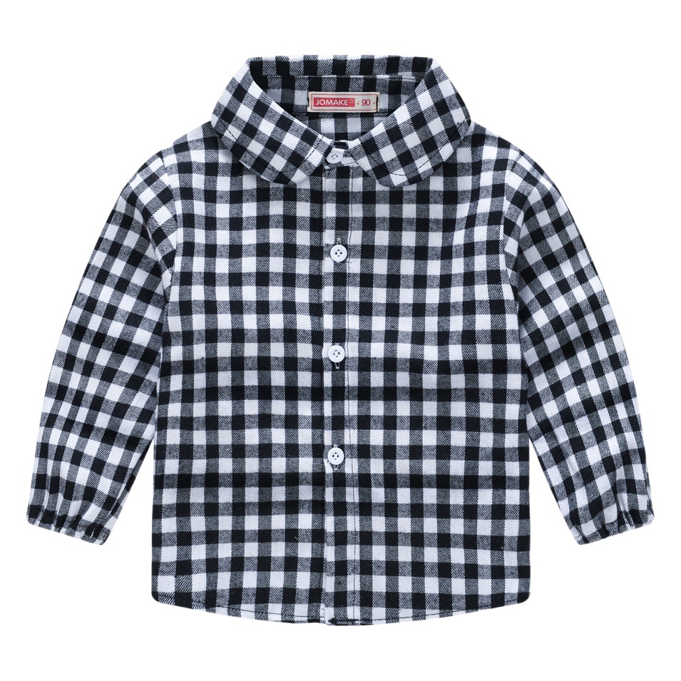 New children's spring and autumn casual long-sleeved shirt Korean style boys and girls plaid shirt children's trendy brushed shirt