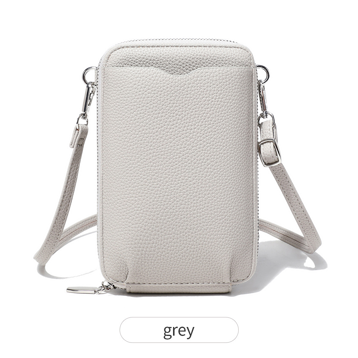 Picture of Cross-border New Litchi Pattern Vertical Zipper Mobile Phone Bag Foreign Trade Mini Large Capacity Women's Shoulder Bag Crossbody Bag