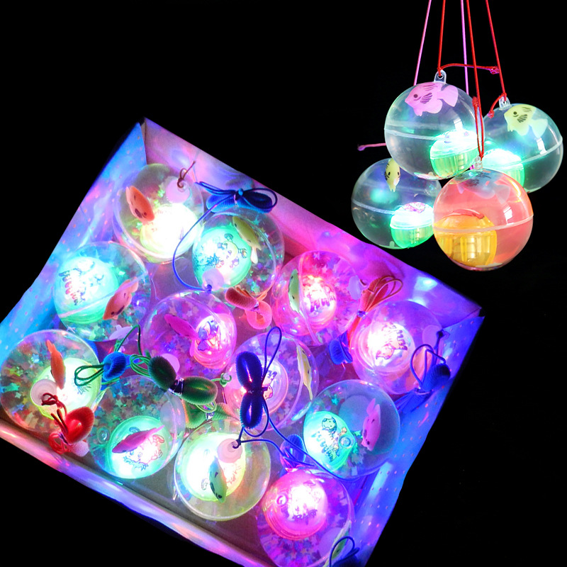 Picture of 5.5cm with rope flash crystal ball luminous elastic ball colorful jumping ball children's toy cartoon ball