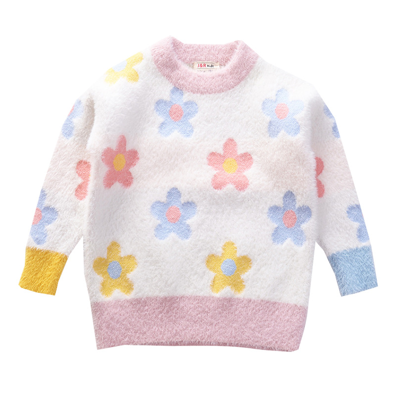 Picture of Girls' Mink Velvet Knitwear Pullover Knitwear Thickeneded 2025 Autumn and Winter New Style Fashionable Kidsren's Bottoming Knitwear Trbottomy