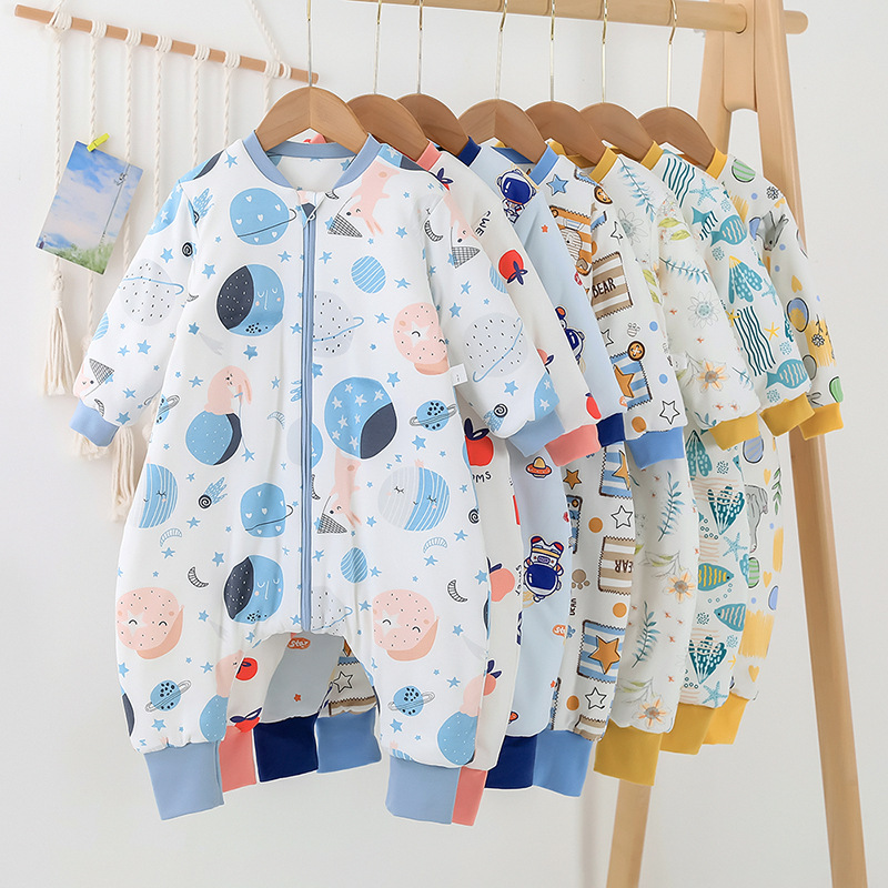 Picture of New Spring & Fall Infant Cotton One-Piece Harem Cartoon Double-Layer Split-Leg Sleeping Bag Split-Leg Baby Anti-Kick Home Children's Clothing