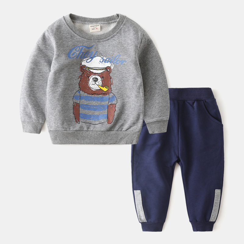 Picture of Children's Suit 2024 Autumn Children's Clothing Boys' Sweaters and Pants Two-Piece Set Baby Cartoon Tops Casual Wear Wholesale