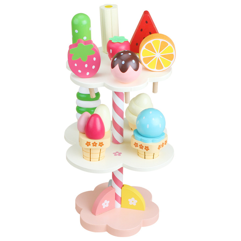 Picture of Wooden Imitation Ice Cream Children's Ice Cream Shop Toys Boys and Girls Baby Play Home Ice Cream Kitchen Building Blocks