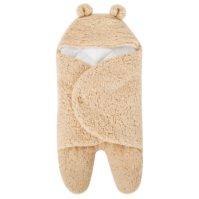Picture of Baby Sleeping Bag Baby Going Out in Winter Swaddling Newborn Split Swaddling with Velvet Warm Cushion
