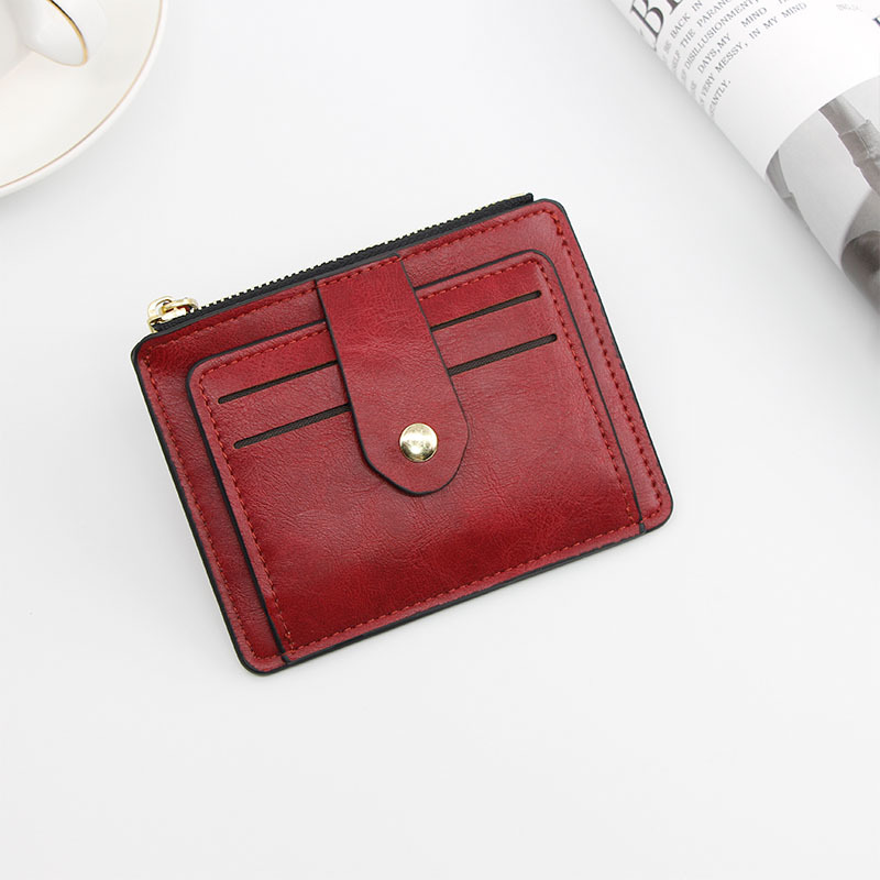 Picture of Compact Buckle Small Card Holder Women's Wallet Short Ultra-Thin Mini Driver's License Card Holder Multi-Function Card Slot Credit Card Holder
