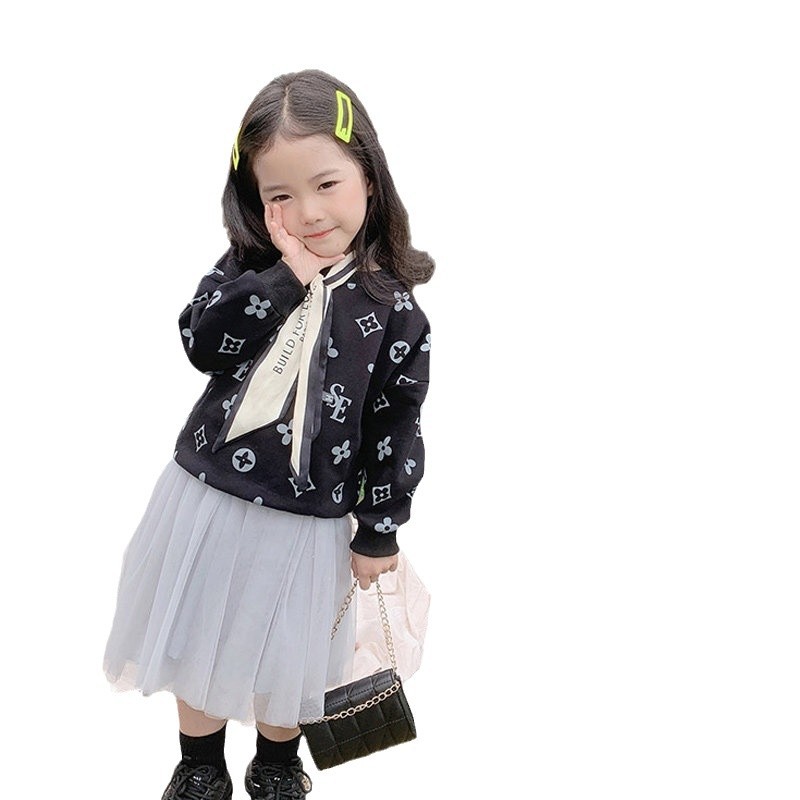 Picture of Wholesale Girls' Sweatshirts 2025 New Korean Style Kidsren's Style Printed Spring & Fall Clothing Versatile Round Neck Long-Sleeved Tops