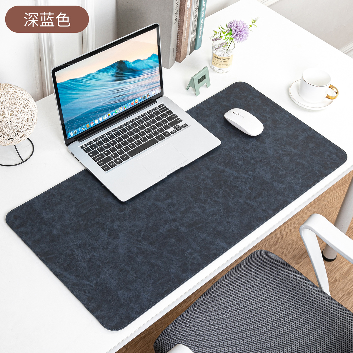 Picture of Skin-feeling Crazy Horse Leather Table Mat Leather Pattern Mouse Pad Custom Oversized Office Computer Mat Leather Learning Desk Mat