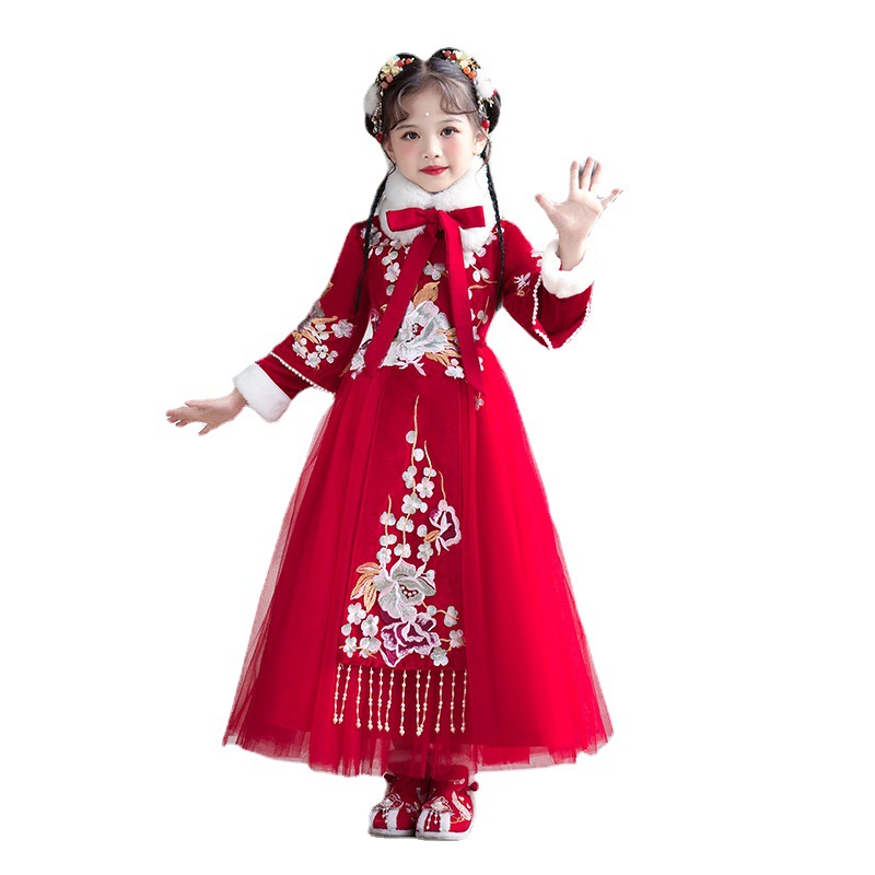 Picture of Hanfu Girl's New Year Outfit Children's Cheongsam Dress 2022 Autumn/Winter New Little Girl's Festive New Year Dress